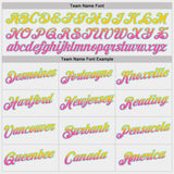 Custom White Yellow Pink-Ice Blue Gradient Two Tone Performance T-Shirt