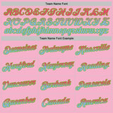 Custom Light Pink Neon Pink Light Blue-Aurora Green Gradient Two Tone Performance T-Shirt