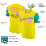 Custom Light Yellow Light Pink Aqua-Pink Gradient Two Tone Performance T-Shirt