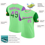 Custom Pea Green Medium Purple Grass Green-Light Pink Gradient Two Tone Performance T-Shirt