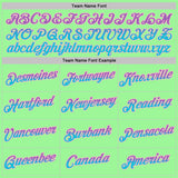 Custom Pea Green Medium Purple Lakes Blue-Light Pink Gradient Two Tone Performance T-Shirt