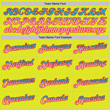 Custom Neon Yellow Lakes Blue Light Pink-Fire Red Gradient Two Tone Performance T-Shirt