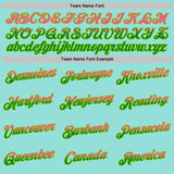 Custom Ice Blue Pink Grass Green-Neon Green Gradient Two Tone Performance T-Shirt