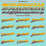 Custom Ice Blue Yellow Thunder Blue-Bay Orange Gradient Two Tone Performance T-Shirt
