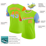 Custom Neon Green Bay Orange Light Blue-Light Pink Gradient Two Tone Performance T-Shirt