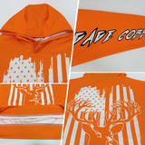 Custom Bay Orange White-Black 3D American Flag And Deer Hunting Sports Pullover Sweatshirt Hoodie