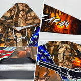 Custom Camo White-Black 3D American Flag And Hunting Tools Deer Hunting Sports Pullover Sweatshirt Hoodie