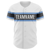 Custom White Light Blue-Steel Gray Authentic Baseball Jersey