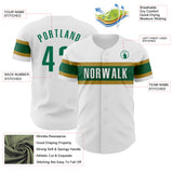 Custom White Kelly Green-Old Gold Authentic Baseball Jersey