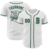 Custom White Green Authentic Baseball Jersey