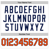 Custom White Orange-Navy Authentic Throwback Basketball Jersey
