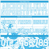 Custom White Sky Blue 3D Pattern Splash Authentic Football Jersey