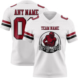 Custom White Cardinal-Black Mesh Authentic Football Jersey