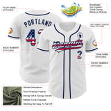 Custom White USA Flag-Navy Authentic Baseball Jersey