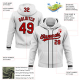 Custom Stitched White Red-Black Baseball Pullover Sweatshirt Hoodie