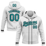 Custom Stitched White Teal-Black Baseball Pullover Sweatshirt Hoodie