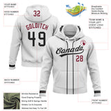 Custom Stitched White Black-Crimson Baseball Pullover Sweatshirt Hoodie