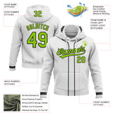 Custom Stitched White Neon Green-Black Baseball Pullover Sweatshirt Hoodie