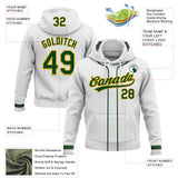 Custom Stitched White Green-Gold Baseball Pullover Sweatshirt Hoodie
