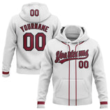Custom Stitched White Crimson-Black Baseball Pullover Sweatshirt Hoodie