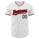 Custom White Red-Black Authentic Baseball Jersey