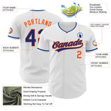 Custom White Royal-Orange Authentic Baseball Jersey
