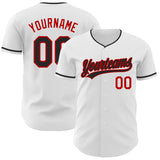 Custom White Black-Red Authentic Baseball Jersey