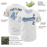 Custom White Light Blue-Black Authentic Baseball Jersey