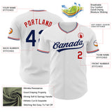Custom White Navy-Red Authentic Baseball Jersey