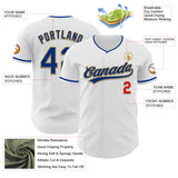 Custom White Fire Red Royal-Old Gold Authentic Baseball Jersey