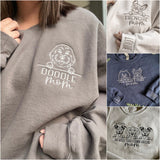 Embroidered Pet Outline Crewneck Hoodie With Names - Gift For Mom