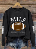 Women's Funny MILF Man I Love Football Casual Sweatshirt