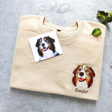 Custom Dog Portrait Wreath Embroidered Sweatshirt With Names