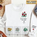 Grandma Birth Month Flowers - Personalized Printing Shirt