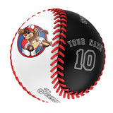 Personalized White Black Half Leather Black Authentic Baseballs