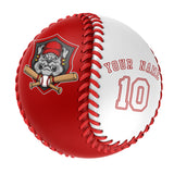 Personalized Red White Half Leather White Authentic Baseballs