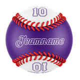 Personalized Purple White Half Leather White Authentic Baseballs