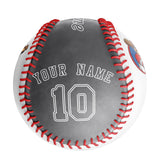 Personalized White Gray Half Leather Gray Authentic Baseballs