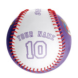 Personalized Purple White Half Leather White Authentic Baseballs