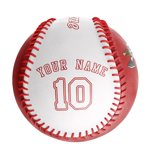 Personalized Red White Half Leather White Authentic Baseballs – FanCustom