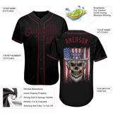 Custom 3D Pattern Design Skull Uncle Sam American Flag Authentic Baseball Jersey