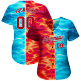 Custom 3D Pattern Design Flame Burning Red Hot Sparks BBQ Season Authentic Baseball Jersey