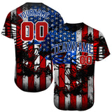 Custom Black Red Royal-White 3D Eagle American Flag Authentic Baseball Jersey