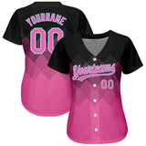 Custom Black Pink-Light Blue 3D Pattern Design Authentic Baseball Jersey