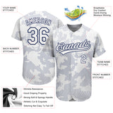 Custom White White-Navy 3D Pattern Design Authentic Baseball Jersey