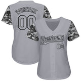 Custom Gray Black Digital Camo Two Tone Authentic Baseball Jersey