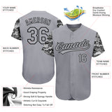 Custom Gray Black Digital Camo Two Tone Authentic Baseball Jersey