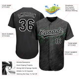 Custom Black Black White-Neon Green 3D Pattern Design Authentic Baseball Jersey