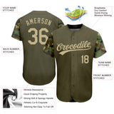 Custom Olive Vegas Gold-Camo 3D Pattern Design Authentic Salute To Service Baseball Jersey