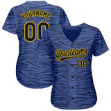 Custom Light Blue Black-Gold 3D Pattern Design Authentic Baseball Jersey
